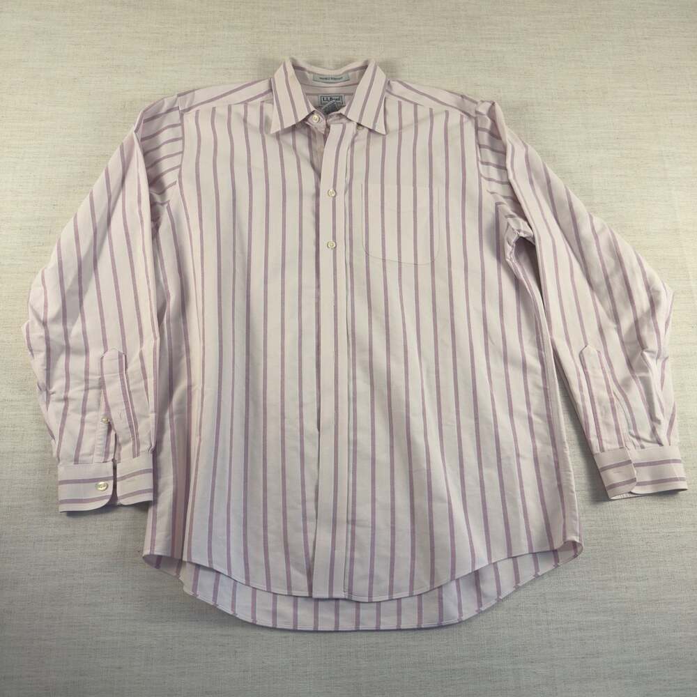 L.L.Bean Men's Wrinkle Resistant‎ Striped Button Down Shirt Size 16-35